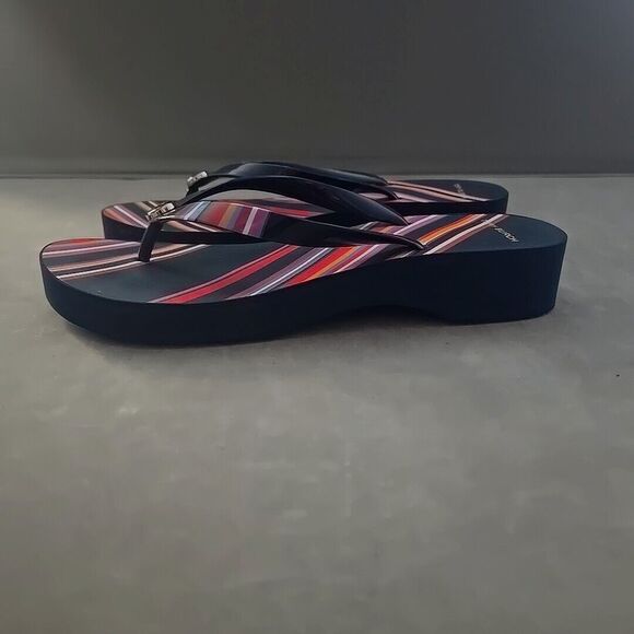Tory Burch Navy and Multicolor Striped Sandals - Picture 4 of 9